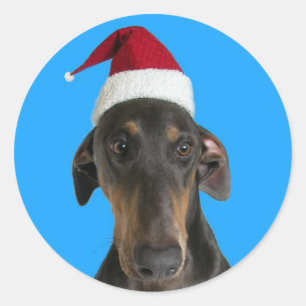 Grappig hondje in Santa hat Kerst stickers