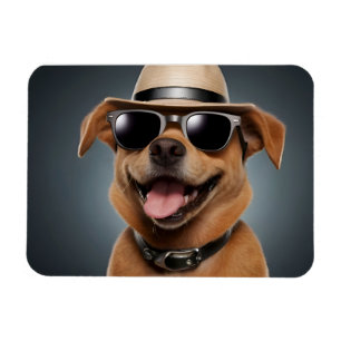 Grappig hondje met bril en pet magneet