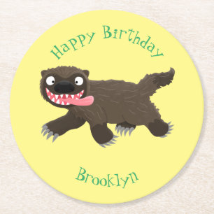 Grappig hongerige cartoon ronde kartonnen onderzetter