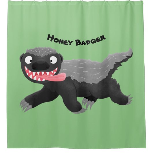 Grappig hongerige honingbadger cartoon illustratie douchegordijn (Voorkant)