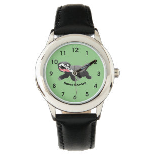 Grappig hongerige honingbadger cartoon illustratie horloge