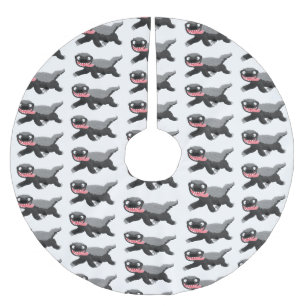 Grappig hongerige honingbadger cartoon illustratie kerstboom rok