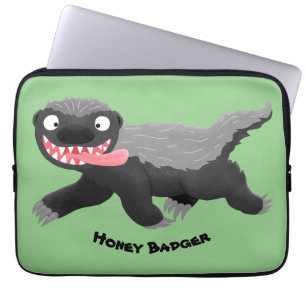 Grappig hongerige honingbadger cartoon illustratie laptop sleeve