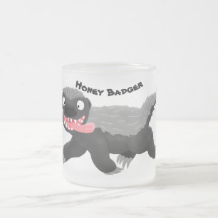 Grappig hongerige honingbadger cartoon illustratie matglas koffiemok