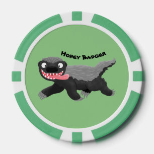 Grappig hongerige honingbadger cartoon illustratie poker chips