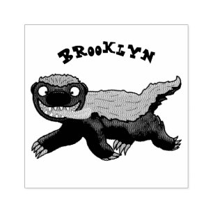 Grappig hongerige honingbadger cartoon illustratie rubberstempel