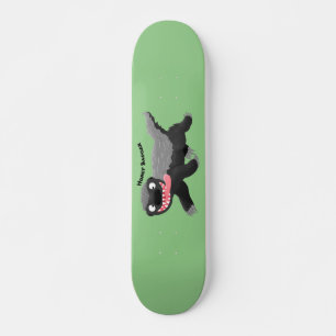 Grappig hongerige honingbadger cartoon illustratie skateboard