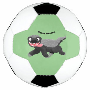 Grappig hongerige honingbadger cartoon illustratie voetbal