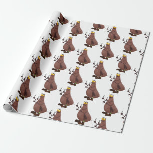 Grappig hongerige lelijke cartoon cadeaupapier