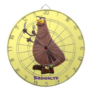 Grappig hongerige lelijke cartoon dartbord