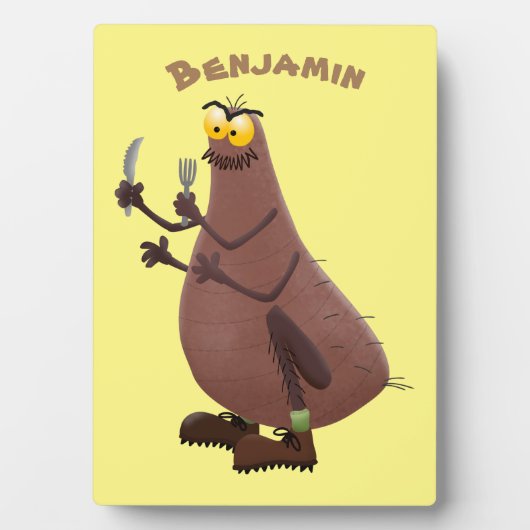 Grappig hongerige lelijke cartoon fotoplaat (voorkant)