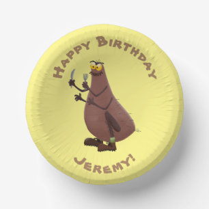 Grappig hongerige lelijke cartoon papieren kommen