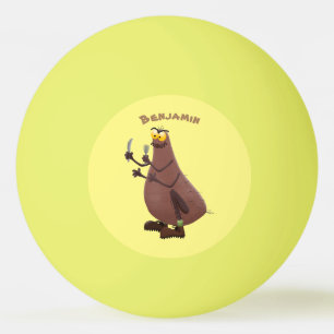 Grappig hongerige lelijke cartoon pingpongballen