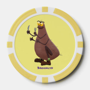 Grappig hongerige lelijke cartoon poker chips
