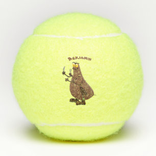 Grappig hongerige lelijke cartoon tennisballen