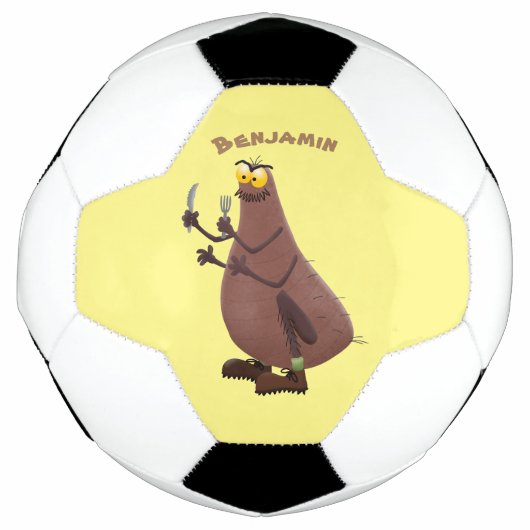 Grappig hongerige lelijke cartoon voetbal (Voorkant)