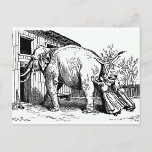 Grappig  - hopeloos, past niet op olifant briefkaart