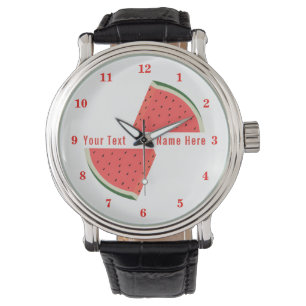 Grappig horloge met watermeloen en aangepaste teks