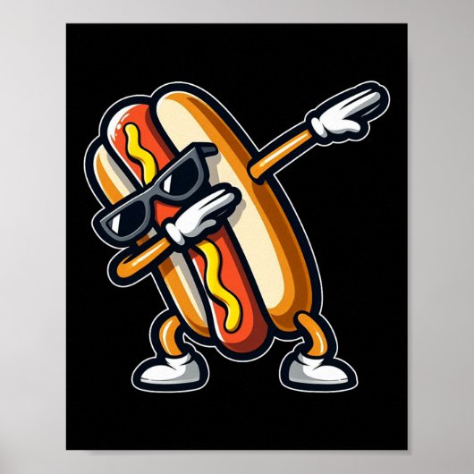 Grappig Hot Hondenliefhebber Hotdog Dab Dancing Fo Poster (Voorkant)