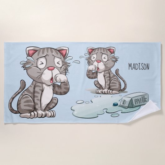 Grappig Huilen Katten aangepaste naam & kleur stra Strandlaken (Voorkant)