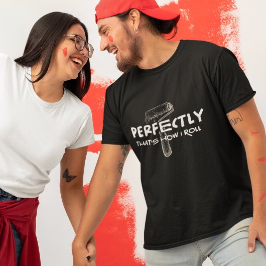 Grappig huis schilder roller en verf donker t-shirt