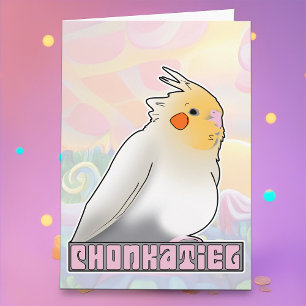 Grappig huisdier Cockatiel Chonky Birthday Cake Me Kaart