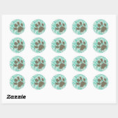 Grappig huisdier eigenaar Seafoam Green Damask Ronde Sticker (Vel)