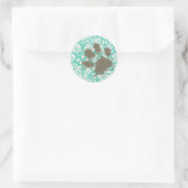Grappig huisdier eigenaar Seafoam Green Damask Ronde Sticker (Tas)