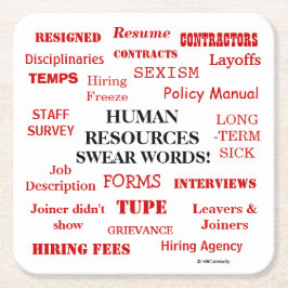 Grappig human resources Swear words Gift Vierkante Kartonnen Onderzetter