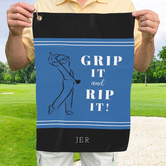 Grappig Humoureus Golf Grip Rip Mannen Royal Blue  Golfhanddoek