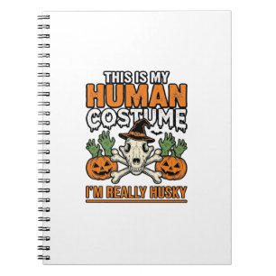 Grappig Husky Mens Kostuum Halloween Hond Shirt De Notitieboek