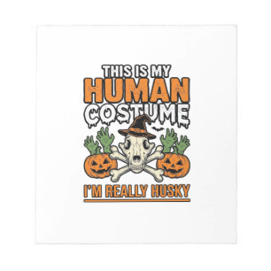 Grappig Husky Mensen Kostuum Halloween Hond Shirt Notitieblok