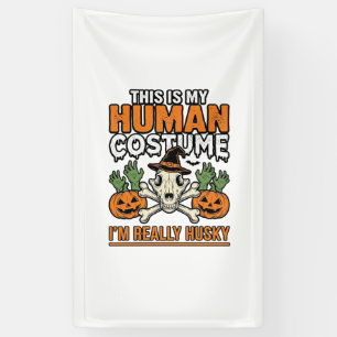 Grappig Husky Mensen Kostuum Halloween Hond Shirt  Spandoek