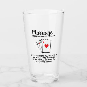 Grappig huwelijk is als een kaartspel Jubileum Glas