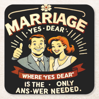 Grappig Huwelijk, Jubileum Cadeau Vierkante Kartonnen Onderzetter