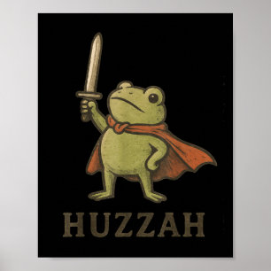 Grappig Huzzah Kikker T-shirt, Vintage Padder Ridd Poster