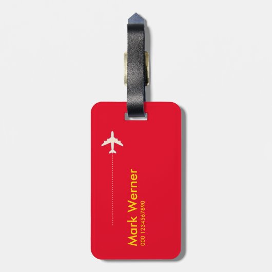 Grappig identificatiemiddel: "Hier gaan we weer!"  Bagagelabel (Achterkant verticaal)