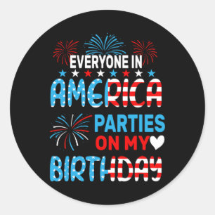 Grappig iedereen in Amerika feesten op mijn verjaa Ronde Sticker