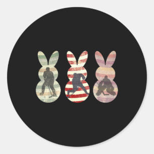 Grappig IJshockey Sport Paashaas Konijnen Pasen Ronde Sticker