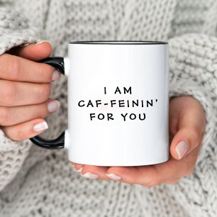 Grappig Ik ben Caf-Feinin voor jou Valentijnsdag Tweekleurige Koffiemok