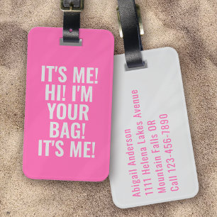 Grappig Ik ben Uw Tas Retro Y2K Zilver Roze Bagagelabel