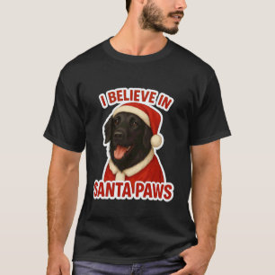 Grappig Ik Geloof in Santa Paws Flat-Coated Retrie T-shirt