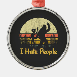 grappig ik haat mensen dames t-shirts metalen ornament