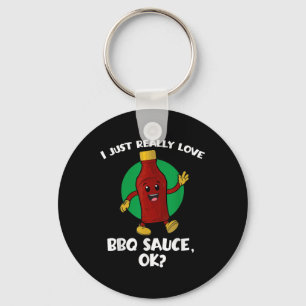Grappig ik hou gewoon echt van bbq saus ok Cartoon Sleutelhanger