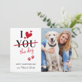 Grappig Ik hou van de hond Valentijns  aangepaste  Feestdagenkaart (Staand voorkant)