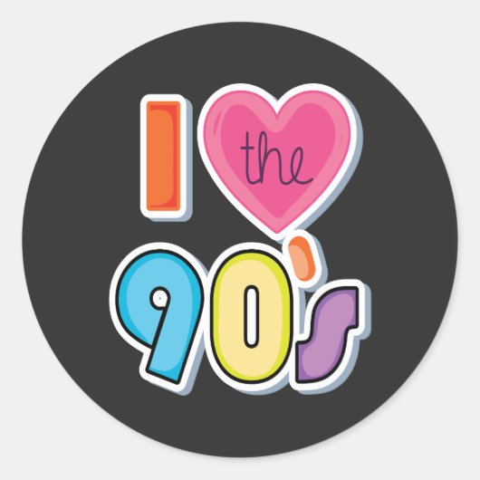 Grappig Ik hou van de jaren '90, 1990's Theme Part Ronde Sticker (Voorkant)