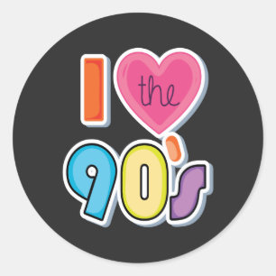 Grappig Ik hou van de jaren '90, 1990's Theme Part Ronde Sticker