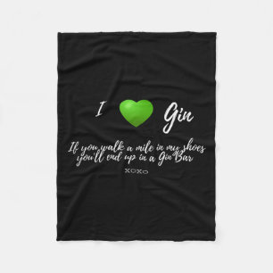Grappig Ik hou van Gin Drinker Heart Graphic Party Fleece Deken