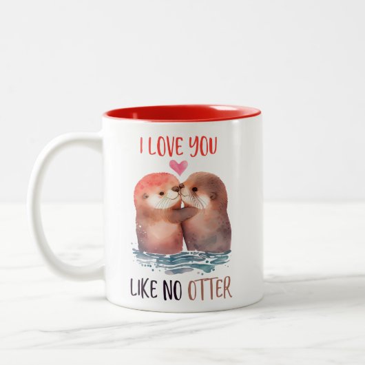 Grappig, ik hou van je als geen Otter, pun Tweekleurige Koffiemok (Links)