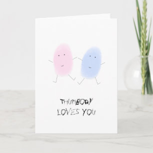 Grappig ik hou van je duim Prints Kaart
